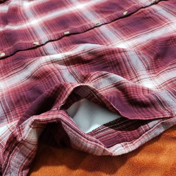 Jachs Flannel Shirt Size XL Rusty Red Plaid Soft Front Button - Picture 10 of 15